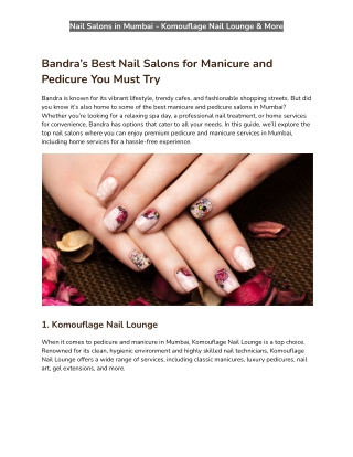 Bandra’s Best Nail Salons for Manicure and Pedicure You Must Try