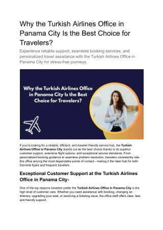 Why the Turkish Airlines Office in Panama City Is the Best Choice for Travelers