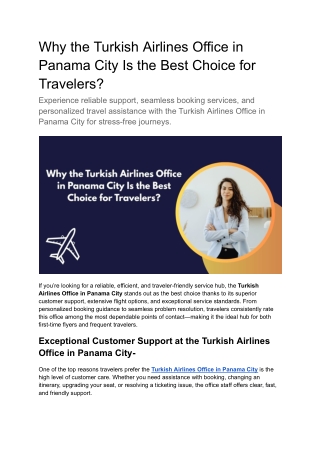 Why the Turkish Airlines Office in Panama City Is the Best Choice for Travelers (1)