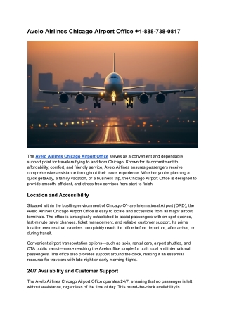 Avelo Airlines Chicago Airport Office  1-888-738-0817