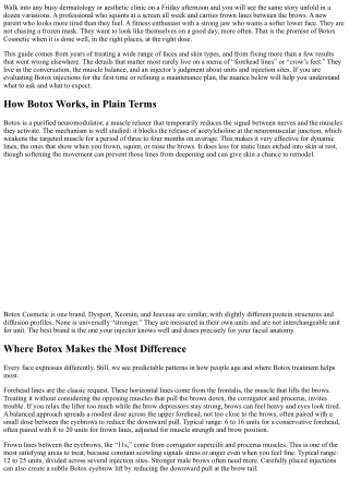 Facial Rejuvenation with Botox: Areas, Units, and Outcomes