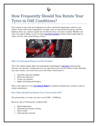 How Frequently Should You Rotate Your Tyres in UAE Conditions