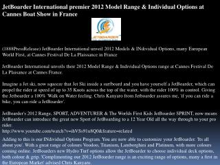 jetboarder international premier 2012 model range & individu