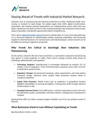 Staying Ahead of Trends with Industrial Market Research