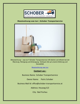 Messiwohnung was tun  Schober Transportservice