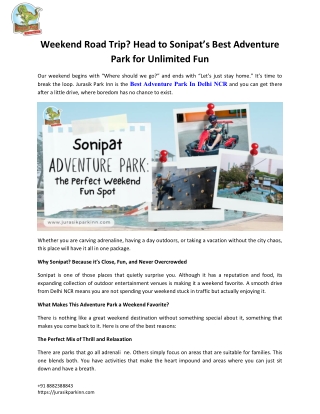 Sonipat Adventure Park: The Perfect Weekend Fun Spot