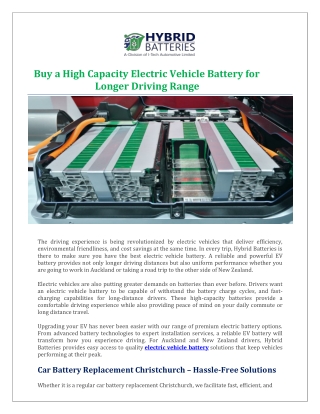 Buy a High Capacity Electric Vehicle Battery for Longer Driving Range