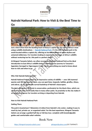 Nairobi National Park: How to Visit & the Best Time to Go
