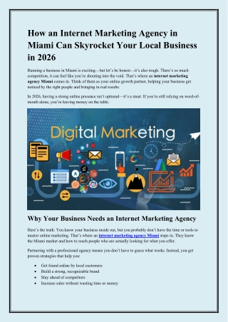 How an Internet Marketing Agency in Miami Can Skyrocket Your Local Business in 2026