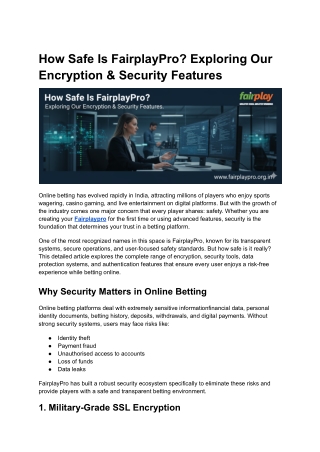 How Safe Is FairplayPro Exploring Our Encryption & Security Features