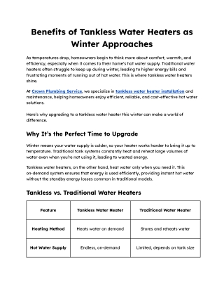 Why Tankless Water Heaters Are the Smart Choice for Winter