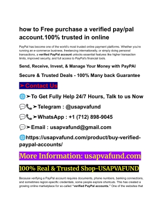how to Free purchase a verified pay_pal account.100% trusted in online