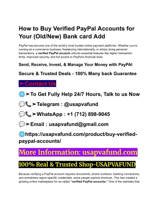How to Buy Verified PayPal Accounts for Your (Old_New) Bank card Add (1)