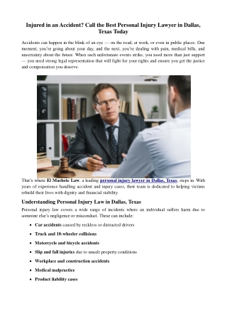 Injured in an Accident Call the Best Personal Injury Lawyer in Dallas Texas Today