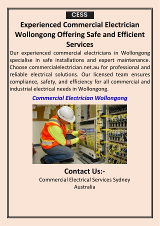 Experienced Commercial Electrician Wollongong Offering Safe and Efficient Services