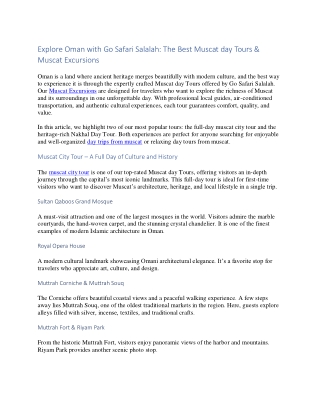 Explore Oman with Go Safari Salalah The Best Muscat day Tours & Muscat Excursions