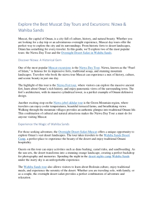 Explore the Best Muscat Day Tours and Excursions Nizwa & Wahiba Sands