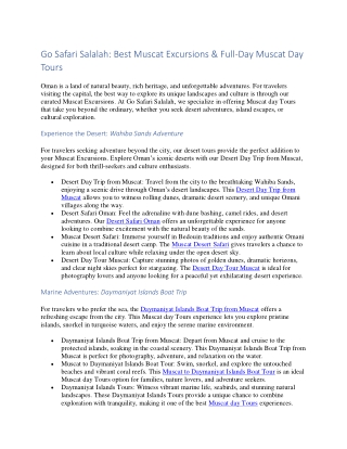Go Safari Salalah Best Muscat Excursions & Full-Day Muscat Day Tours