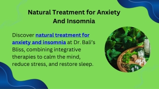 Natural Treatment for Anxiety And Insomnia