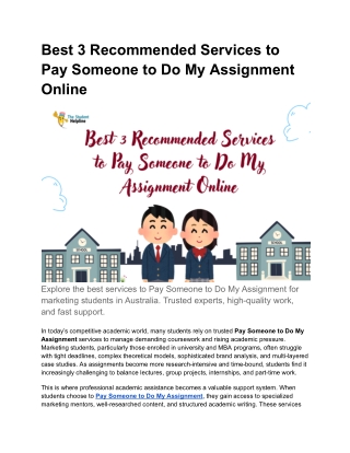 Best 3 Recommended Services to Pay Someone to Do My Assignment Online