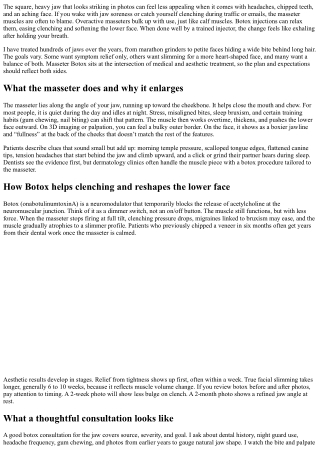 Masseter Botox: Relief for Clenching and Facial Slimming