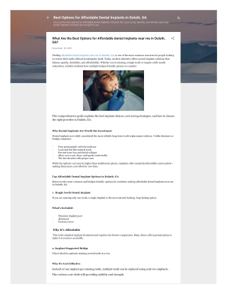 What Are the Best Options for Affordable dental implants near me in Duluth, GA