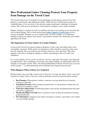 How Professional Gutter Cleaning Protects Your Property from Damage on the Tweed