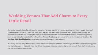 Wedding Venues That Add Charm to Every Little Detail