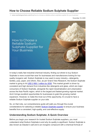 How to Choose a Reliable Sodium Sulphate Supplier for Your Business
