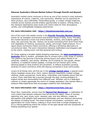 Discover Australia’s Vibrant Market Culture Through Penrith and Beyond