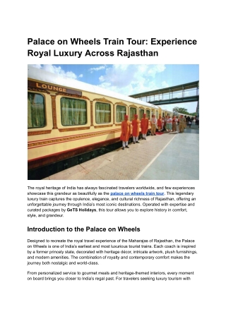 Palace on Wheels Train Tour: Experience Royal Luxury Across Rajasthan
