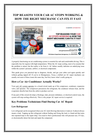 Top Reasons Your Car AC Stops Working & How the Right Mechanic Can Fix It Fast