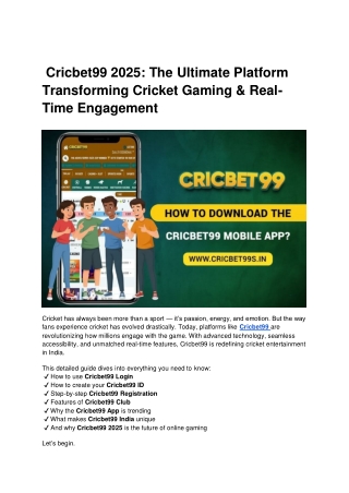 Cricbet99 2025_ The Ultimate Platform Transforming Cricket Gaming & Real-Time Engagement