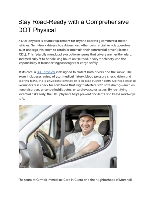 Stay Road-Ready with a Comprehensive DOT Physical