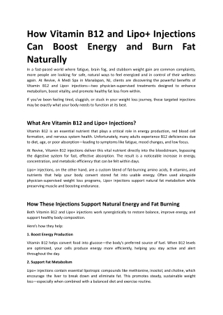 How Vitamin B12 and Lipo  Injections Can Boost Energy and Burn Fat Naturally.docx