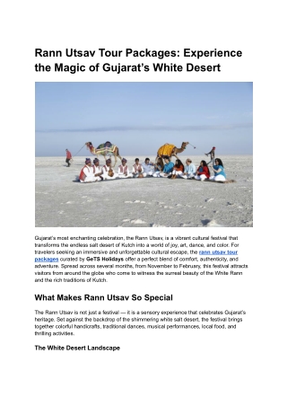 Rann Utsav Tour Packages: Experience the Magic of Gujarat’s White Desert