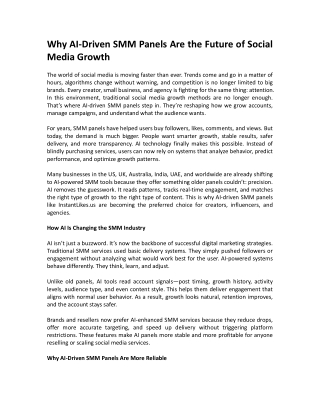 Why AI-Driven SMM Panels Are the Future of Social Media Growth