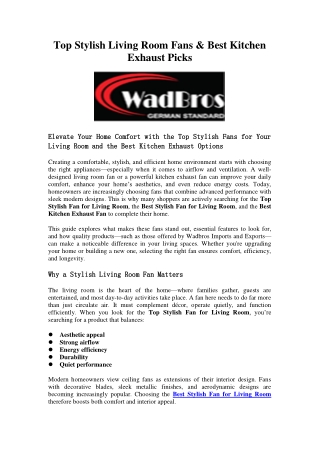 Top Stylish Living Room Fans & Best Kitchen Exhaust Picks