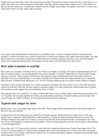 Botox Units per Area: Forehead, Crow’s Feet, and Beyond