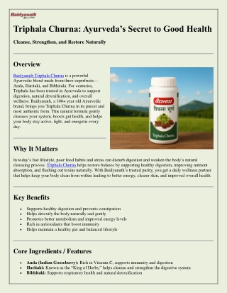 Triphala Churna: Ayurveda’s Secret to Natural Detox & Daily Wellness