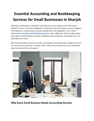 Essential Accounting and Bookkeeping Services for Small Businesses in Sharjah