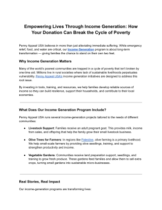 Empowering Lives Through Income Generation - Penny Appeal USA