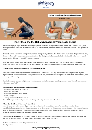 Toilet Stools and the Gut Microbiome Is There Really a Link