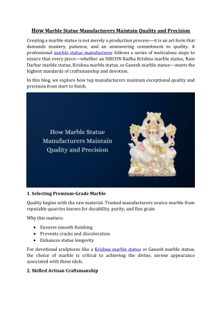 How Marble Statue Manufacturers Maintain Quality and Precision