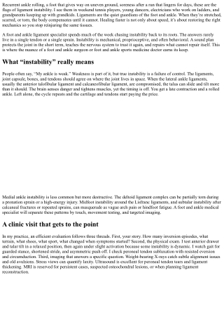 Heal Faster: Foot and Ankle Ligament Specialist Approaches to Instability