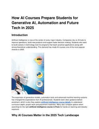 How AI Courses Prepare Students for Generative AI, Automation and Future Tech in