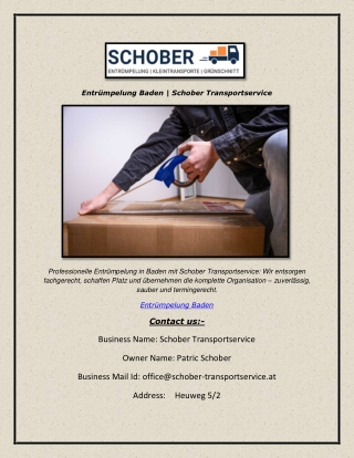 Entrümpelung Baden  Schober Transportservice
