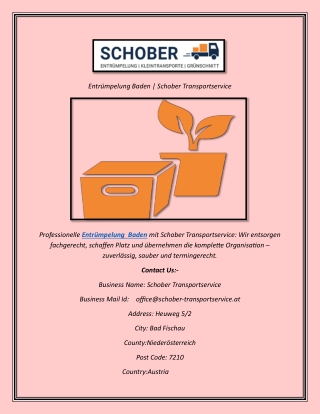 Entrümpelung Baden  Schober Transportservice