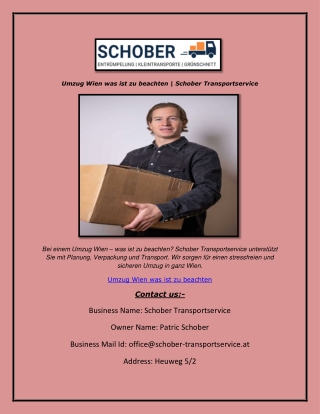 Umzug Wien was ist zu beachten  Schober Transportservice