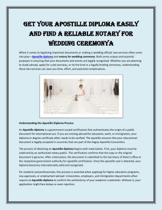 Get Your Apostille Diploma Easily and Find a Reliable Notary for Wedding Ceremonya